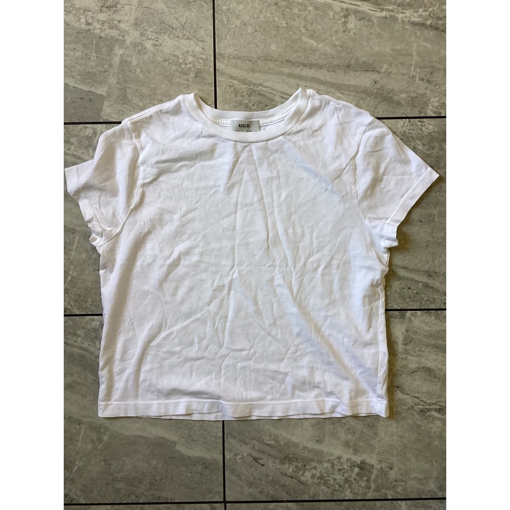AGOLDE Adine Tee White Short Sleeve Cotton Crew Neck T-Shirt Size M A7180-1507